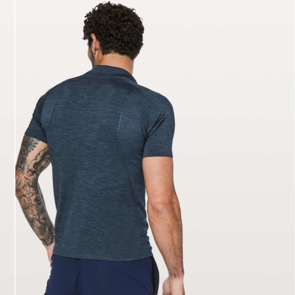 Lululemon Metal Vent Tech Polo mineral blue heathered Men’s Medium - Picture 2 of 16